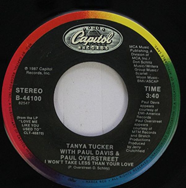 Cover Art for B07BT37FCL, Tanya Tucker With Paul Davis & Paul Overstreet 45 RPM I Won''t Take Less Than Your Love / Heartbreaker by 