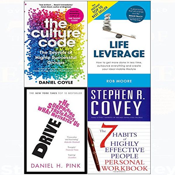 Cover Art for 9789123689941, 7 Habits of highly effective people personal workbook, culture code, drive, life leverage 4 books collection set by Daniel Coyle, Daniel H. Pink, Rob Moore