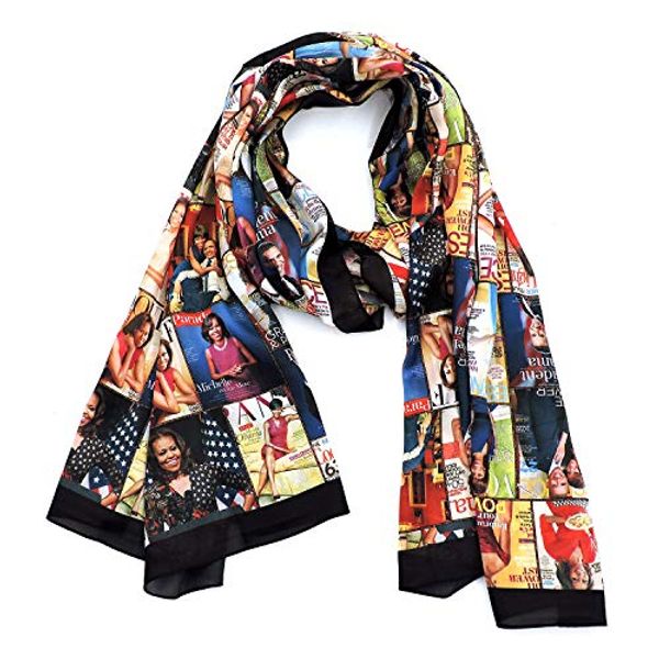 Cover Art for 6262084542355, Magazine Cover Collage Michelle Obama Printed Scarf for Women Lightweight Shawl Head Wraps Scarves (Poly Chiffon-35"x70"-Multi) by Unknown