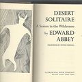 Cover Art for 9780345250216, Desert Solitaire by Edward Abbey