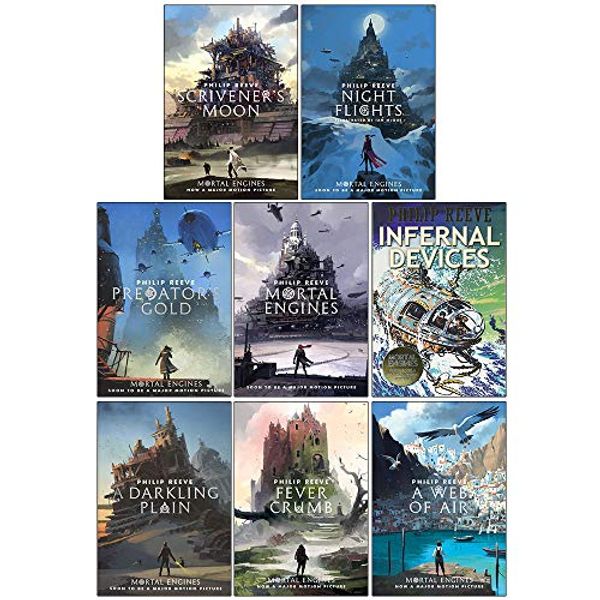 Cover Art for 9789123898077, Philip Reeve Mortal Engines Collection 8 Books Set (Scrivener's Moon, Night Flights, Predator's Gold, Mortal Engines, Infernal Devices, A Darkling Plain, Fever Crumb, A Web of Air) by Philip Reeve