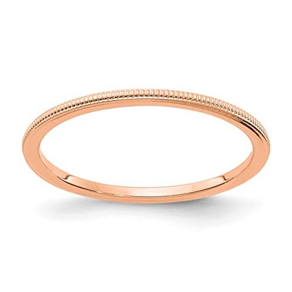 Cover Art for B07H8QRWK3, Lex & Lu 10k Rose Gold 1.2mm Milgrain Stackable Band Ring LAL215 by 