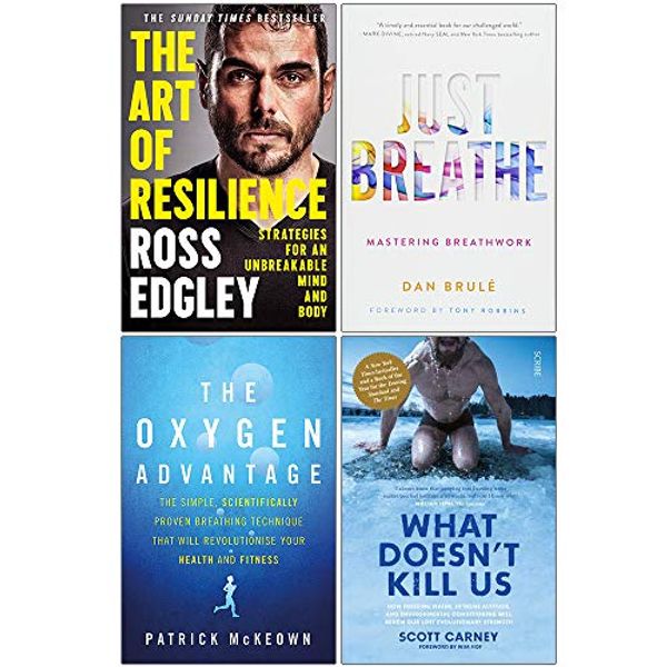 Cover Art for 9789124078973, The Art of Resilience, Just Breathe, The Oxygen Advantage, What Doesn't Kill Us 4 Books Collection Set by Ross Edgley, Dan Brule, Patrick McKeown, Scott Carney
