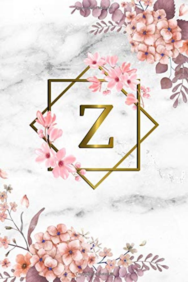 Cover Art for 9781797704708, Z: Cute Initial Monogram Letter Z College Ruled Notebook. Pretty Personalized Medium Lined Journal & Diary for Writing & Note Taking for Girls and Women - Grey Marble & Gold Pink Floral Print by Simple Planners