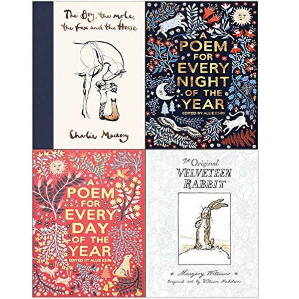 Cover Art for 9789123950140, The Boy The Mole The Fox and The Horse, A Poem for Every Night of the Year, A Poem for Every Day of the Year, The Velveteen Rabbit 4 Books Collection Set by Charlie Mackesy, Papio Press, Allie Esiri, William Nicholson, Margery Williams