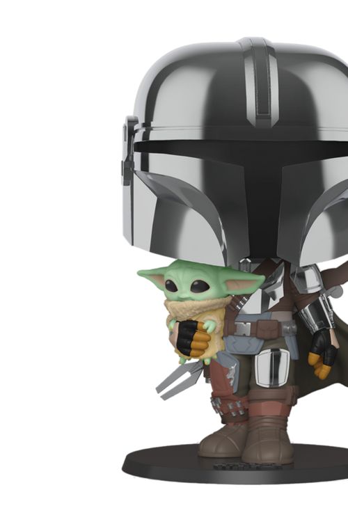 Cover Art for 0889698499316, Pop! Star Wars: The Mandalorian - 10 Inch Chrome Mandalorian with The Child Vinyl Figure by FUNKO