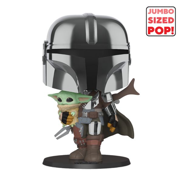 Cover Art for 0889698499316, Pop! Star Wars: The Mandalorian - 10 Inch Chrome Mandalorian with The Child Vinyl Figure by FUNKO