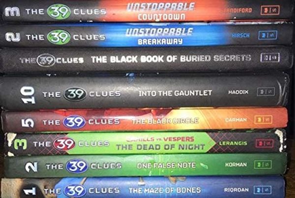Cover Art for B08BCSF7ZY, The 39 Clues 8 Book Set - The Maze of Bones - One False Note - The Dead of Night - The Black Circle - Into the Gauntlet - The Black Book of Buried Secrets - Breakaway - Countdown by Rick Riordan, Various