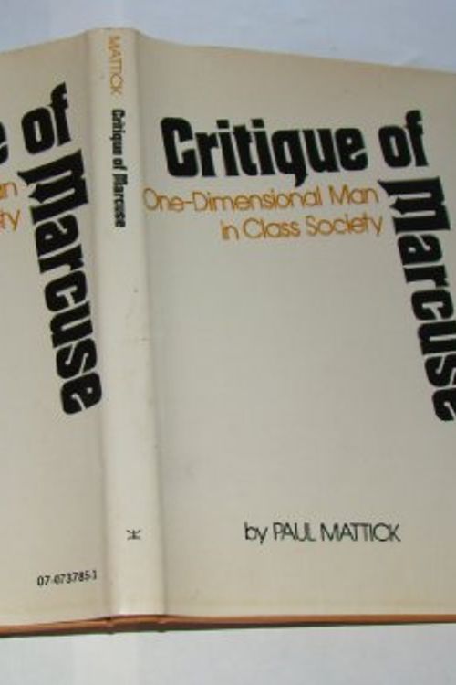 Cover Art for 9780070737853, Critique of Marcuse by Paul Mattick