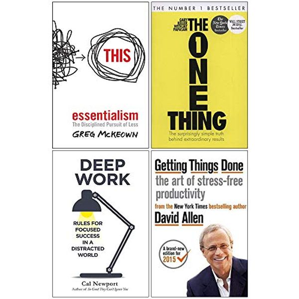 Cover Art for 9789123893997, Essentialism, The One Thing, Deep Work, Getting Things Done 4 Books Collection Set by Greg McKeown; Gary Keller; Cal Newport, David Allen