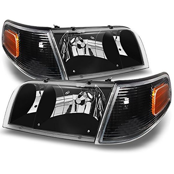 Cover Art for 0840960118717, For Ford Crown Victoria Black Replacement Headlights W/Corner Lamps 4pc Left + Right Pair Set by 