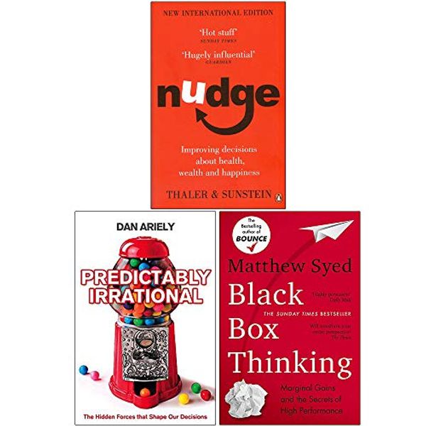 Cover Art for 9789123976966, Nudge Improving Decisions About Health Wealth and Happiness, Predictably Irrational, Black Box Thinking 3 Books Collection Set by Richard H Thaler, Cass R Sunstein, Dan Ariely, Matthew Syed