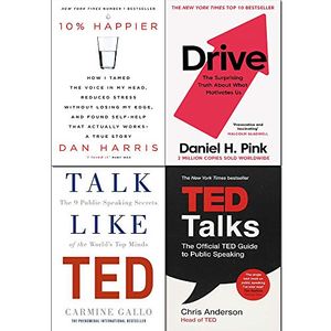 Cover Art for 9789123856022, Drive, 10% Happier, Talk Like TED, TED Talks 4 Books Collection Set by Daniel H. Pink, Carmine Gallo, Chris Anderson, Dan Harris