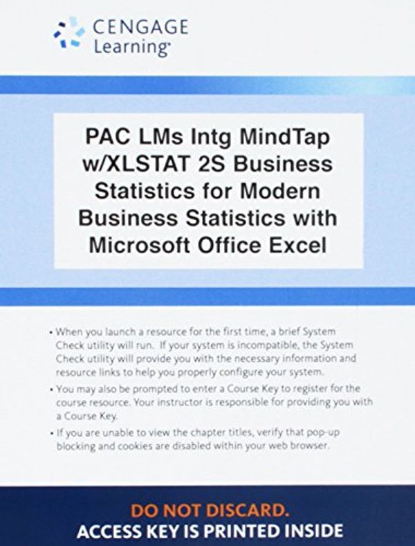Cover Art for 9781337115414, LMS Integrated for MindTap Business Statistics, 2 terms (12 months) Printed Access Card for Anderson/Sweeney/Williams/Camm/Cochran’s Modern Business Statistics with Microsoft Office Excel, 6th by David R. Anderson