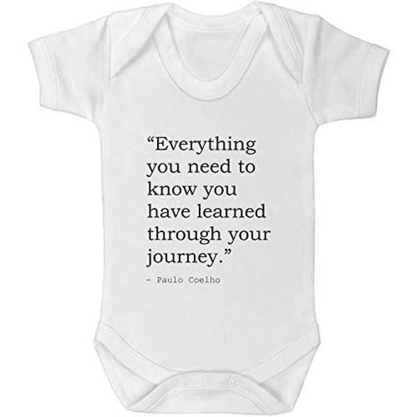 Cover Art for B07Z2QG8FK, Stamp Press 0-3 Month to know you have learned through your journey.' Quote by Paulo Coelho Baby Grow / Bodysuit (GR00037129) by 