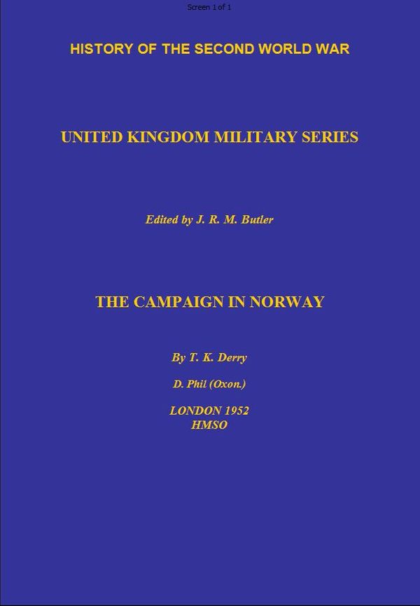 Cover Art for 9781845740573, The Campaign in Norway by T K Derry
