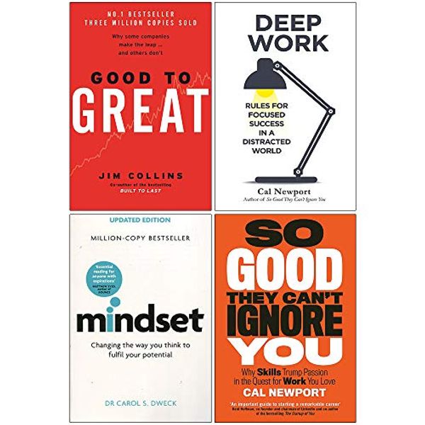 Cover Art for 9789123894109, Good To Great [Hardcover], Deep Work, Mindset Dr Carol Dweck, So Good They Can't Ignore You 4 Books Collection Set by Jim Collins, Cal Newport, Dr. Carol Dweck