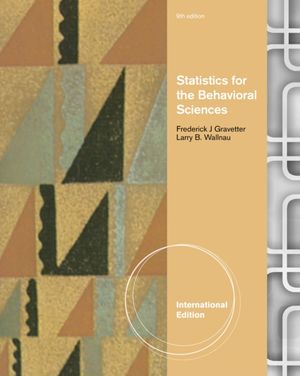 Cover Art for 9781111839550, Statistics for the Behavioral Sciences by Frederick J. Gravetter