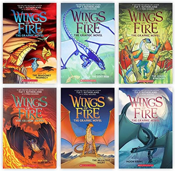 Cover Art for B0BQF6YFHX, Wings of Fire Graphic Novel 1-6 Books Collection: 1. The Dragonet Prophecy, 2. The Lost Heir 3, . The Hidden Kingdom, 4. The Dark Secret, 5. The brightest Night, 6. Moon Rising by Tui T. Sutherland