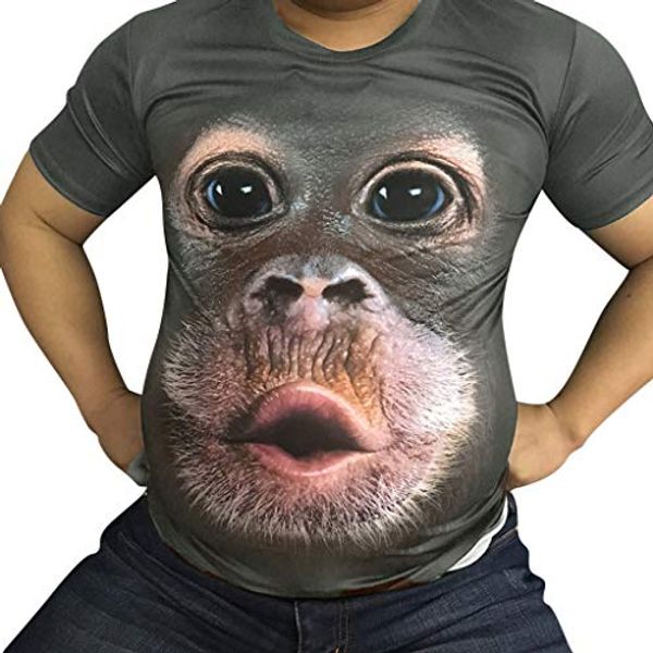 Cover Art for B07RB77MYZ, Animal T Shirts for Men,Mens Funny Cute Fashion Monkey Printed Design Online Wholesale Casual Black Low Cut Slogan Rock Tee Tops (XL, B-Black) by 