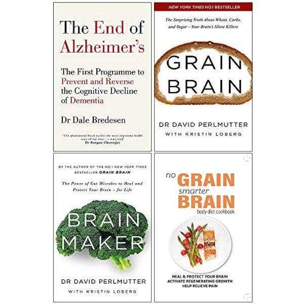 Cover Art for 9789123854141, End of Alzheimers, Grain Brain, Brain Maker, No Grain Smarter Brain Body Diet Cookbook 4 Books Collection Set by Dr. Dale Bredesen, David Perlmutter, Iota