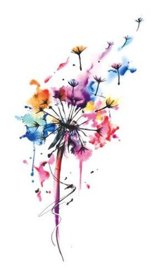 Cover Art for 6412255740732, Set of 5 Waterproof Temporary Tattoo Stickers Watercolor Pink Blue Dandelion by 