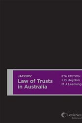 Cover Art for 9780409343502, Jacobs' Law of Trusts in Australia, 8th edition by Heydon &. Leeming