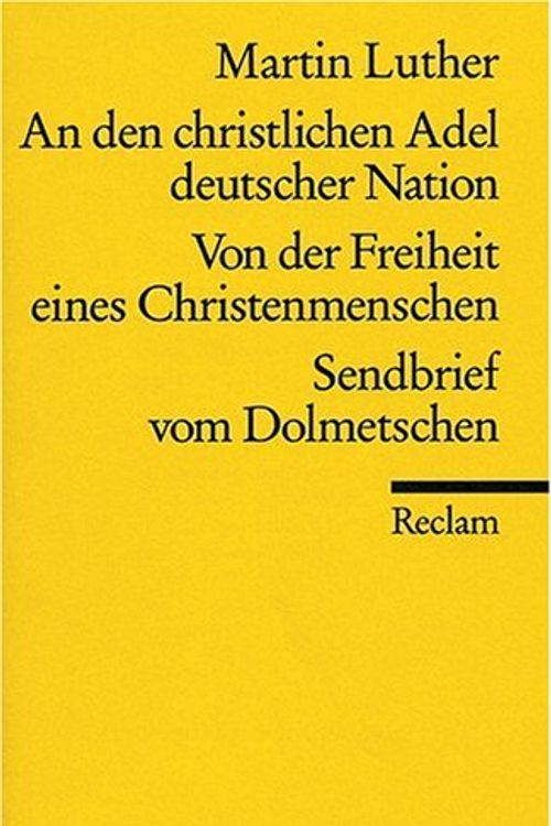 Cover Art for 9783150015780, An Den Christlichen Adel Deutscher Natio (German Edition) by Martin Luther