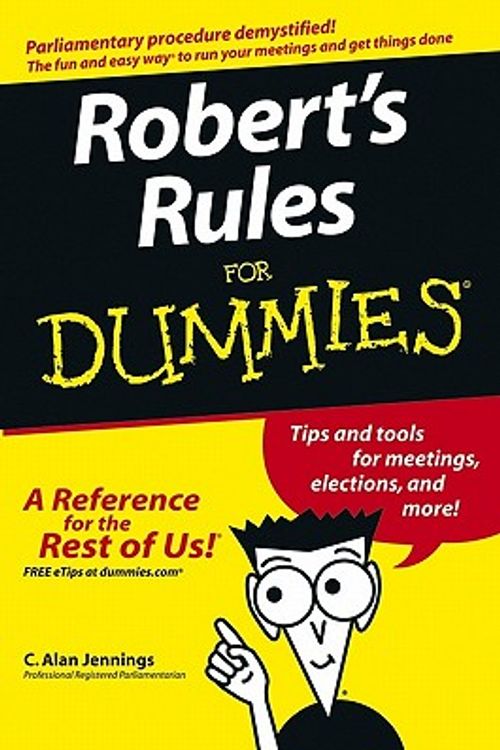 Cover Art for 9781118054390, Robert's Rules For Dummies by C. Alan Jennings