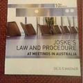 Cover Art for 9780455212777, Joske's law and procedure at meetings in Australia by Ellia Magner