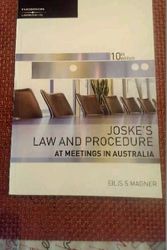 Cover Art for 9780455212777, Joske's law and procedure at meetings in Australia by Ellia Magner