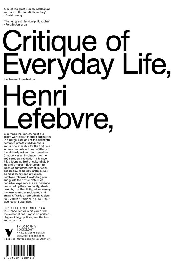 Cover Art for 9781781683170, The Critique of Everyday Life by Henri Lefebvre