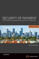 Cover Art for 9780455238845, Security of Payment in the Australian Building and Construction Industry 6th Edition by Marcus Jacobs