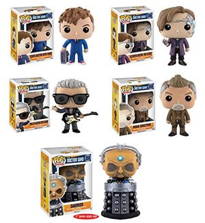 Cover Art for 0745559253339, Doctor Who 10th Doctor with Hand, 11th Doctor as Mr. Clever, 12th Doctor, War Doctor, Davros 6-Inch Pop! Vinyl Figures Set of 5 by Unknown
