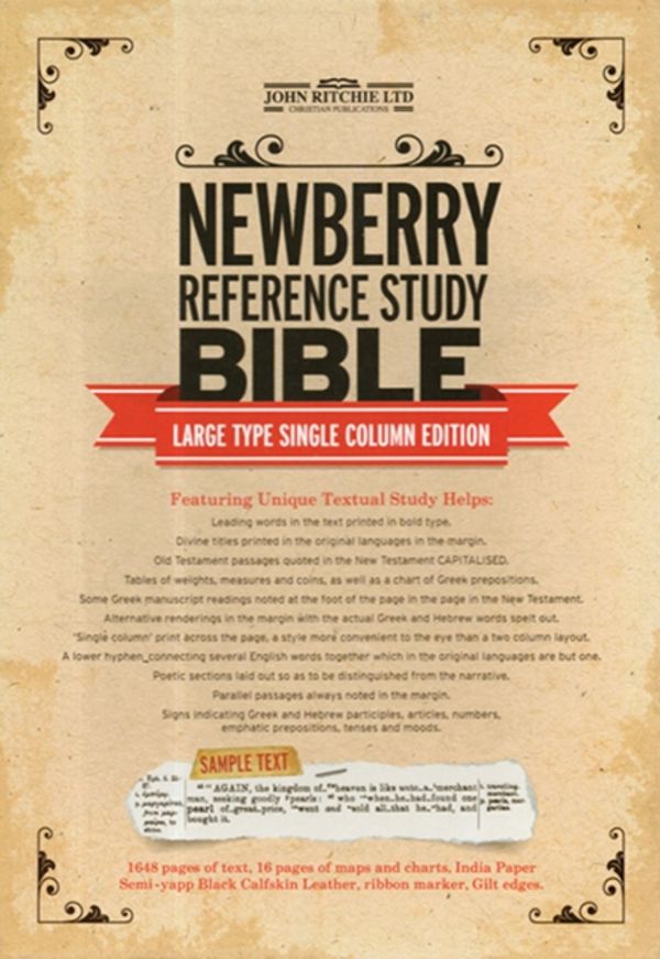 Cover Art for 9781909803220, Newberry Reference Study Bible-OE-Large Type by Thomas Newberry
