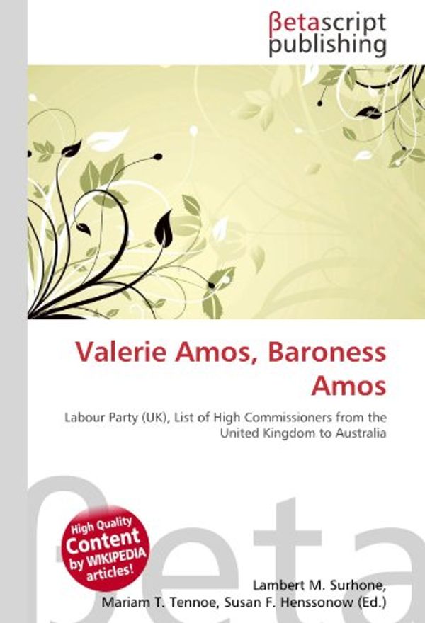 Cover Art for 9786131195532, Valerie Amos, Baroness Amos by Lambert M. Surhone