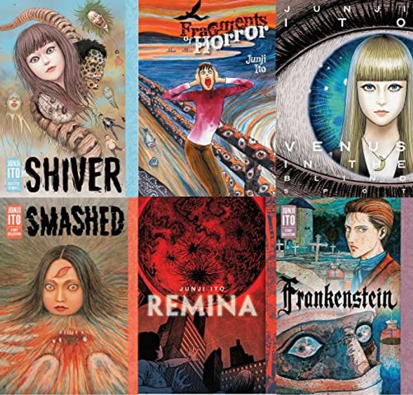 Cover Art for B08KFSN3K6, Junji Ito Serie 3: Deluxe Edition Hardcover Collection 6 book Set (Frankenstein: Junji Ito Story, Venus Blind Spot, Fragments of Horror, Shiver , Remina , Smashed) by Junji Ito, 9781974717477 Remina ( Junji Ito ), 9781421598468 SMASHED JUNJI ITO, 9781974715473 ITO - VENUS BLIND SPOT, 9781421580791 FRAGMENTS OF HORROR
