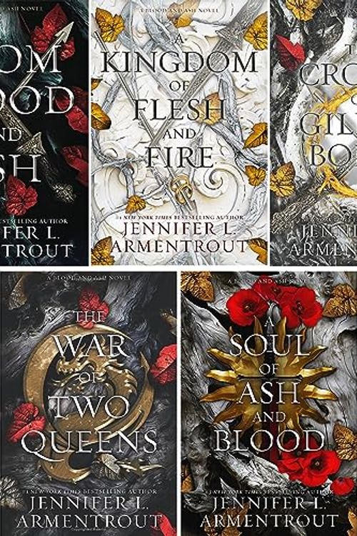 Cover Art for 9781637990490, Blood and Ash Series 5-Book Set (From Blood and Ash, A Kingdom of Flesh and Fire, The Crown of Gilded Bones, The War of Two Queens, A Soul of Ash and Blood) by Jennifer L. Armentrout, 978-1952457463 9781952457463 1952457467, 978-1952457470 9781952457470 1952457475, 978-1952457630 9781952457630 1952457637, 978-1952457746 9781952457746 1952457742