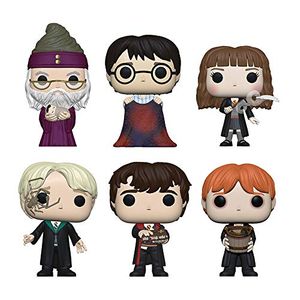 Cover Art for B0874S1H38, Funko Pop! Bundle of 6: Harry Potter - Dumbledore w/Baby Harry, Harry w/Invisibility Cloak, Hermione w/Feather, Malfoy w/Whip Spider, Neville w/Monster Book and Ron Puking Slugs by Unknown