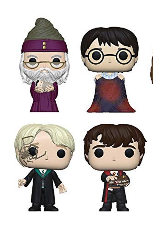 Cover Art for B0874S1H38, Funko Pop! Bundle of 6: Harry Potter - Dumbledore w/Baby Harry, Harry w/Invisibility Cloak, Hermione w/Feather, Malfoy w/Whip Spider, Neville w/Monster Book and Ron Puking Slugs by Unknown