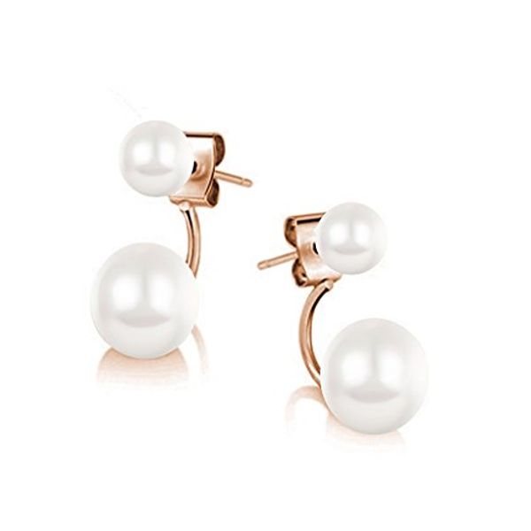 Cover Art for 9786191513413, Crystalline Azuria Double Cycle Stud Jacket Earrings with Simulated White Pearls 18K Rose Gold Plated for Women by Unknown