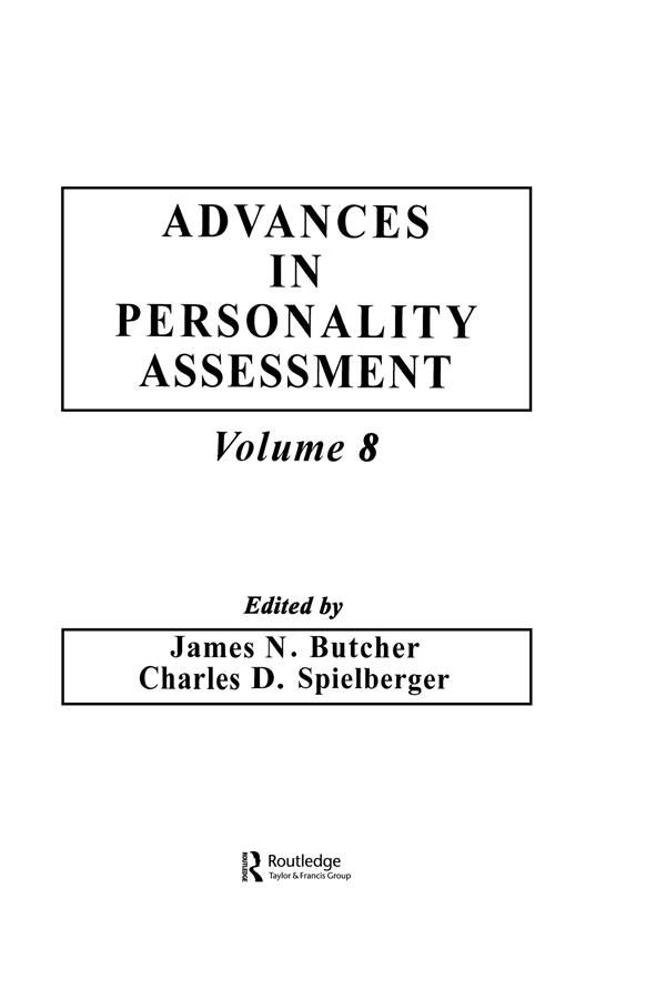 Cover Art for 9781317844303, Advances in Personality Assessment by James N. Butcher, Charles D. Spielberger