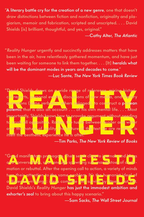 Cover Art for 9780307387974, Reality Hunger by David Shields