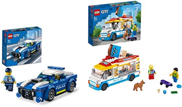 Cover Art for B09YYV9R3R, LEGO 60312 City Police Car Toy for Kids 5+ Years Old with Officer Minifigure, Adventures Series, Chase Vehicle Building Set & City Ice-Cream Truck 60253, Cool Building Set for Kids by Unknown