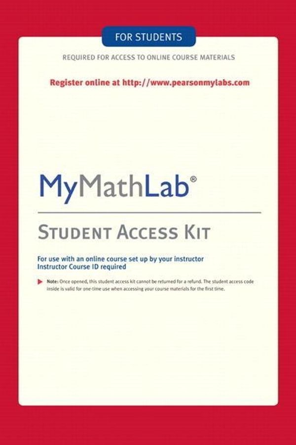 Cover Art for 9780321199911, Mymathlab/Mystatlab Student Access Kit (Standalone) by Hall H Pearson Education