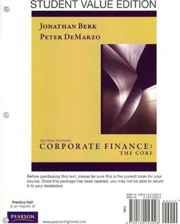Cover Art for 9780132945943, Corporate Finance with Access Code by Jonathan Berk