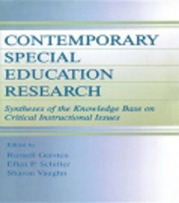 Cover Art for 9781135680589, Contemporary Special Education Research by Russell Gersten, Ellen P. Schiller, Sharon R. Vaughn