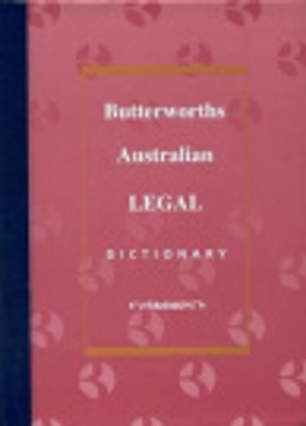 Cover Art for 9780409307221, Butterworths Australian Legal Dictionary by Peter Edward Nygh, Peter Butt