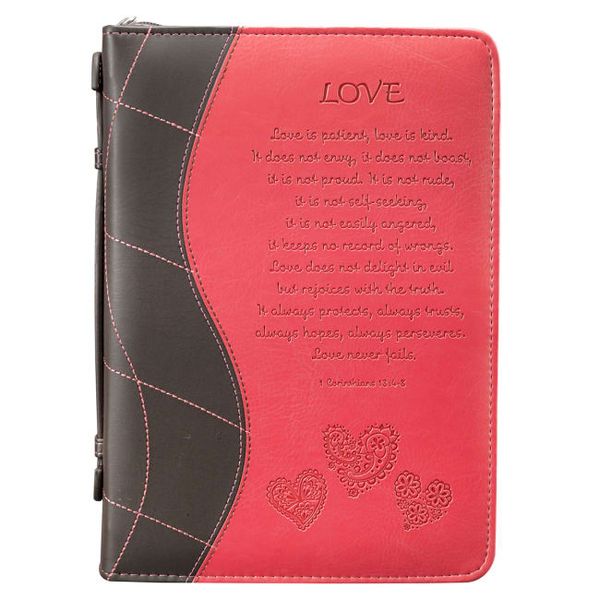 Cover Art for 6006937092952, Pink "Love" Large Bible / Book Cover - 1 Corinthians 13:4-8 by Christian Art Gifts