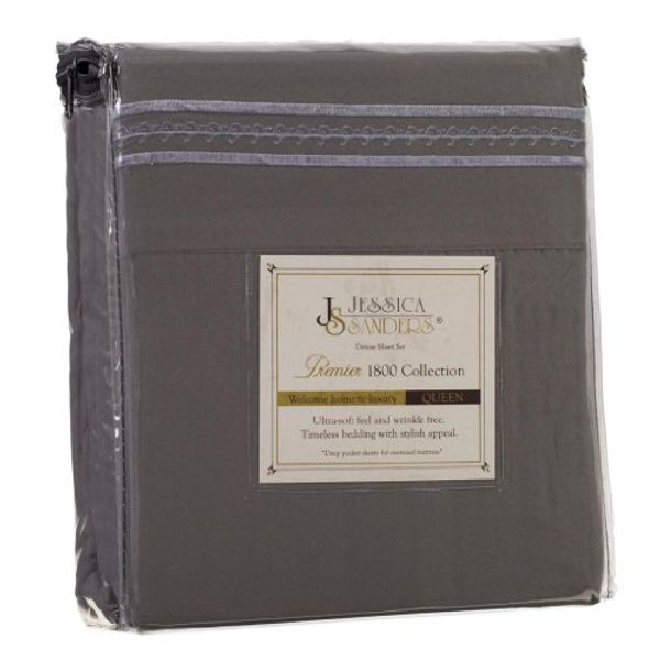 Cover Art for 0639737535938, Jessica Sanders Premier 1800 Series 3pc Bed Sheet Set- Twin (Single), Charcoal Stone Gray, (75"x39" Fits XL) - Jessica Sanders Embroidery by 